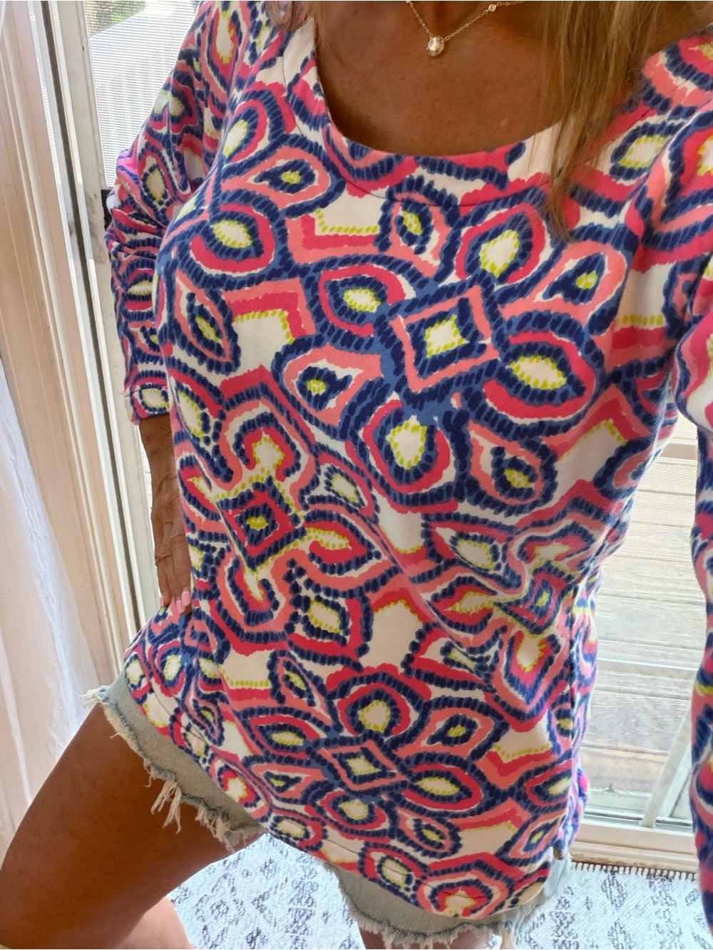 Vineyard Vines Cozy Light Sweatshirt Bold Kaleidoscope Print Pullover Preppy SM